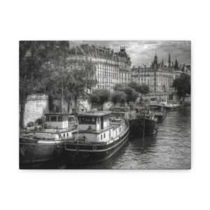 Tableau noir & blanc Paris et ses bateaux